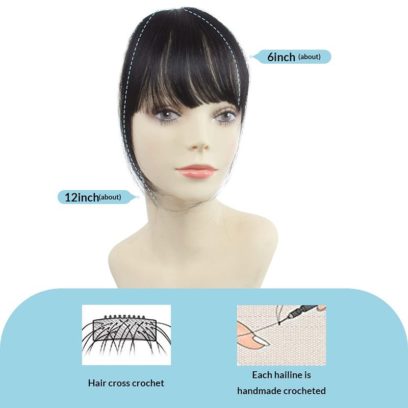 Shinon Clip in Bangs Natural Real Human Hair Flat Bangs Fringe Hair Bangs Fashion Clip in Wispy Hair Extension (Flat Bangs with Temples,Black Brown) - Image 2